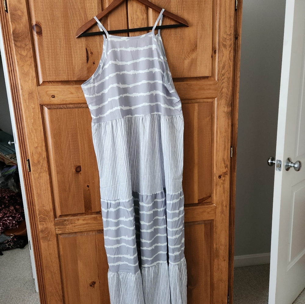 Grey Tie Dye Spaghetti Strap Summer Maxi Dress - Picture 7 of 13